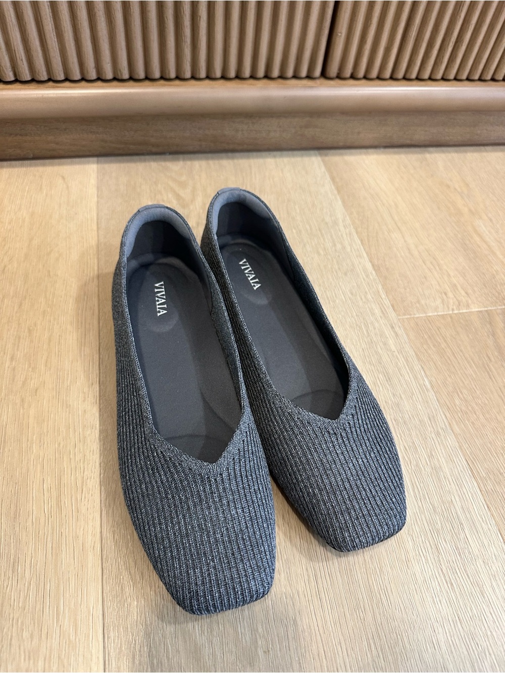 VIVAIA Margot flats Everyday Ribbed Knit Ballet Flats - Gray size 37.5 - Picture 2 of 6